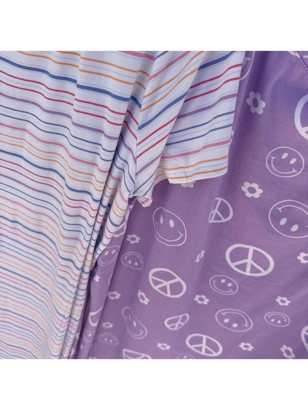 Bundle of 2 Roudelain Macy's Stripe Purple Sleep Shirts Nightgown Pajama L Large - Picture 2 of 5